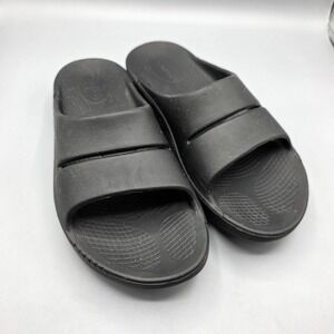 OOFOS OOAHH Sandals Womens 9 Black Recovery Slides Comfort Cushion Shoes Mens‎ 7